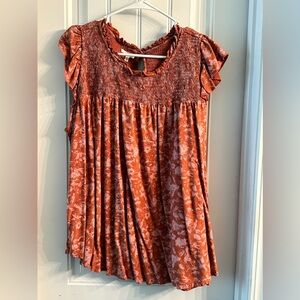 Plus flutter sleeve blouse